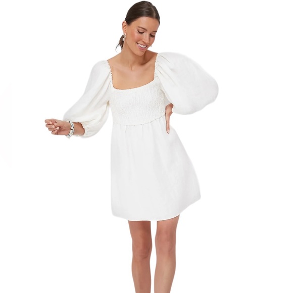 Tuckernuck Dresses & Skirts - Tuckernuck Annie Linen Smocked Dress Sz L Cream